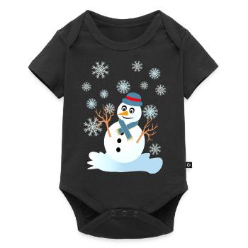 Bonhomme de neige et flocons snowman cool noël - Body à manches courtes Premium Bébé - noir - Devant