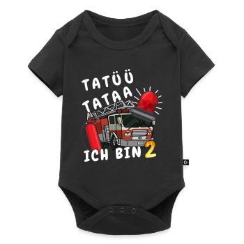 Tatü Tata Ich bin 2 Feuerwehr - Baby Premium Kurzarmbody - Schwarz - Vorne