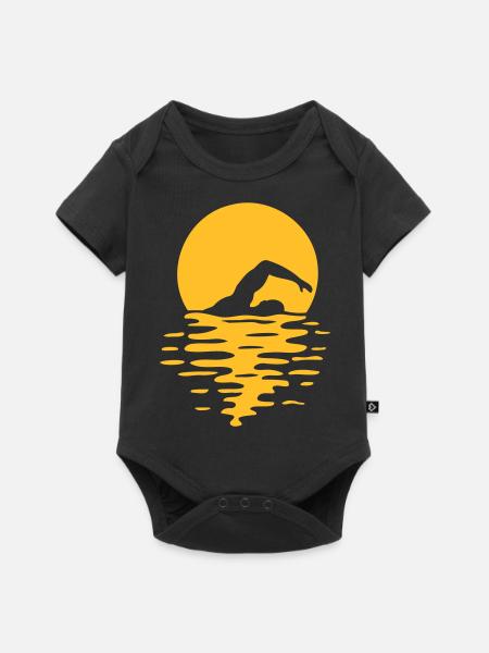 Sonne Meer Schwimmer - Baby Premium Kurzarmbody - Schwarz