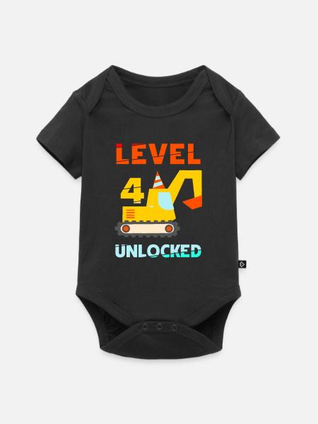 Level 4 unlocked Bagger - Baby Premium Kurzarmbody - Schwarz
