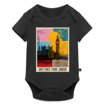 London England UK City Skyline Stamp Colorful - Baby Premium short-sleeve bodysuit - black - Front
