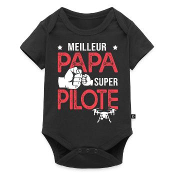 Cadeau papa meilleur papa pilote de drone - Body à manches courtes Premium Bébé - noir - Devant