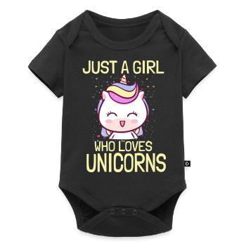 Nur ein Mädchen das Einhorn liebt - Baby Premium Kurzarmbody - Schwarz - Vorne
