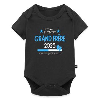 Futur Grand Frère 2023 Cadeau Annonce Grossesse - Body à manches courtes Premium Bébé - noir - Devant