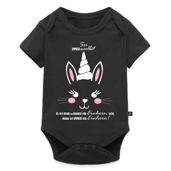 Hase oder Einhorn, oder ein Mischling -Unicorn - Baby Premium Kurzarmbody - Schwarz - Vorne