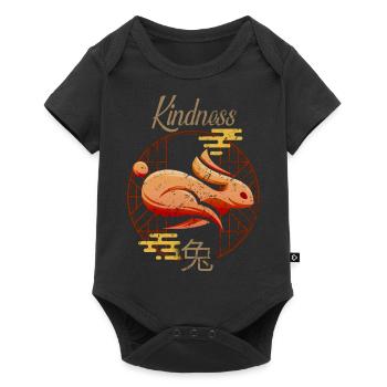 Animaux du zodiaque chinois Astrologie Lapin géométrique - Body à manches courtes Premium Bébé - noir - Devant