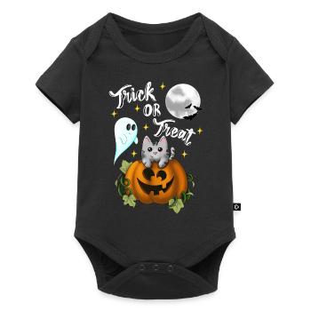 Tromper ou traiter le blanc de chat - Body à manches courtes Premium Bébé - noir - Devant