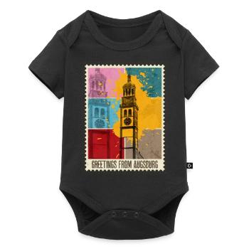 Augsburg Germany City Skyline Postage Stamp Colorful - Baby Premium short-sleeve bodysuit - black - Front