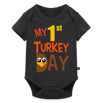 My 1st TurkeyDay - T-SHIRT AND CHANDAIL - Body à manches courtes Premium Bébé - noir - Devant