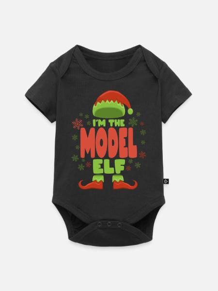 Model Weihnachtself - Baby Premium Kurzarmbody - Schwarz