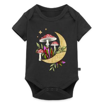 Champignons au clair de lune - Body à manches courtes Premium Bébé - noir - Devant