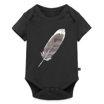 Gris plume dessiné à la main (oie grise) - Body à manches courtes Premium Bébé - noir - Devant