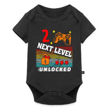 Niveau 2e anniversaire débloqué - Body à manches courtes Premium Bébé - noir - Devant