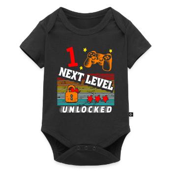 1. Geburtstag Level freigeschaltet - Baby Premium Kurzarmbody - Schwarz - Vorne