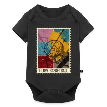 Basketball Basketballer Korb Sport Briefmarke - Baby Premium Kurzarmbody - Schwarz - Vorne