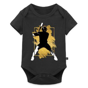 Baseball Baseball Player Gold Splash Grunge - Baby Premium short-sleeve bodysuit - black - Front