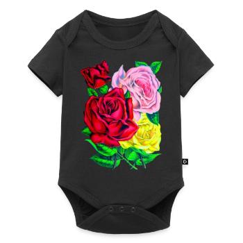 Roses - Body à manches courtes Premium Bébé - noir - Devant