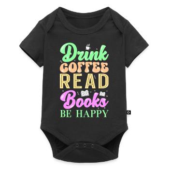 Lire des livres sur le café - Body à manches courtes Premium Bébé - noir - Devant