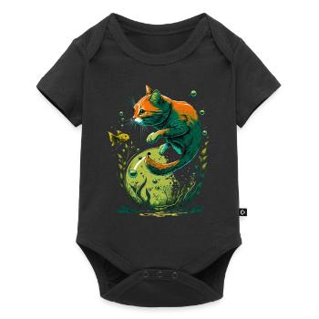 Fantasy Cat Playing with Gold Fish - Baby Premium short-sleeve bodysuit - black - Front