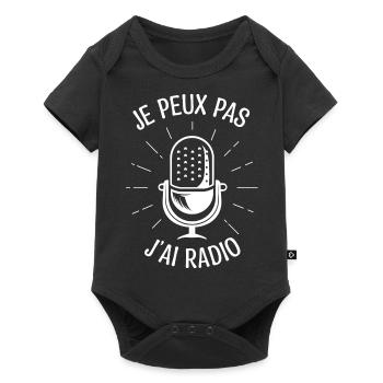 Je peux pas j'ai radio. Cadeau animateur radio. - Body à manches courtes Premium Bébé - noir - Devant