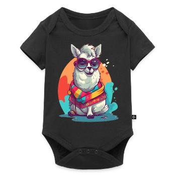 Super Cute Lama Mascot T-Shirt Design - Baby Premium Kurzarmbody - Schwarz - Vorne