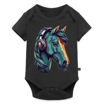 Idée passion chevaux cavalière aquarelle splash - Body à manches courtes Premium Bébé - noir - Devant