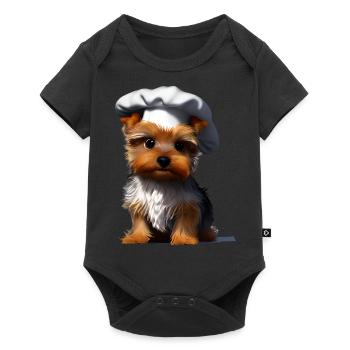 Restaurateur Yorkshire Terrier Cooking Dog Puppy - Baby Premium short-sleeve bodysuit - black - Front