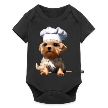 Restaurateur Chien de cuisine Yorkshire Terrier Chiot - Body à manches courtes Premium Bébé - noir - Devant