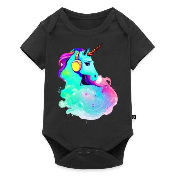 Unicorns Listen to music Unicorn Mythical Animal Unicorn - Baby Premium short-sleeve bodysuit - black - Front