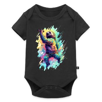 Singendes Faultier - Baby Premium Kurzarmbody - Schwarz - Vorne