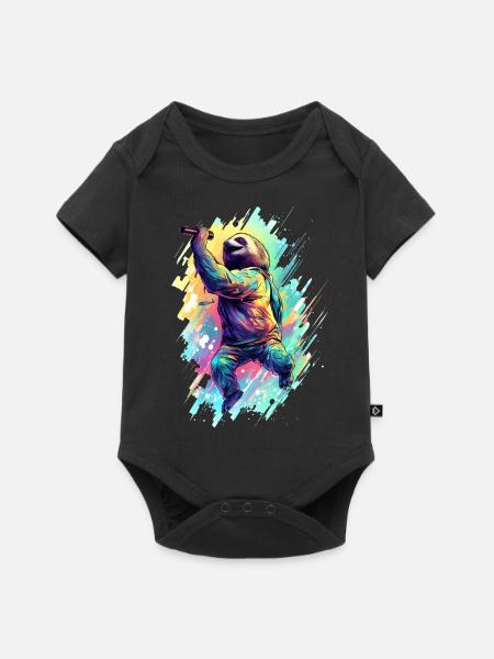 Singendes Faultier - Baby Premium Kurzarmbody - Schwarz
