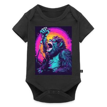 Singender Gorilla - Baby Premium Kurzarmbody - Schwarz - Vorne
