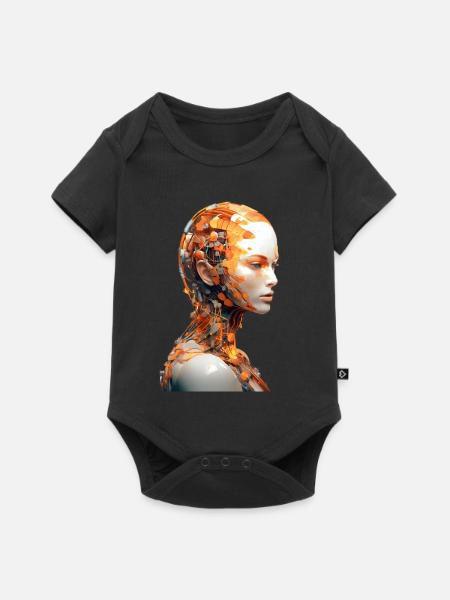 Portrait eines weiblichen Androiden - Baby Premium Kurzarmbody - Schwarz