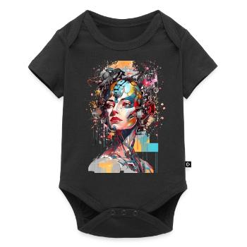 Portrait d’une femme IA androïde/cyborg - Body à manches courtes Premium Bébé - noir - Devant