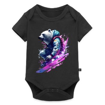 Ours polaire en snowboard - Body à manches courtes Premium Bébé - noir - Devant