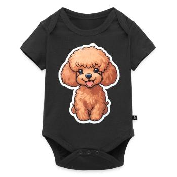 Autocollant mignon pour chien caniche bébé - Body à manches courtes Premium Bébé - noir - Devant