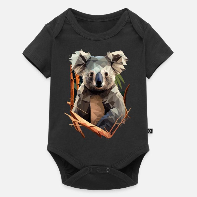 niedlicher Koala mit Eukalyptus im Polygonstil - Baby Premium Kurzarmbody - Schwarz