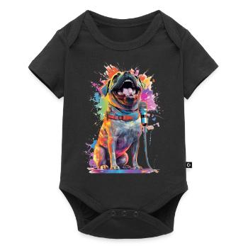Singing dog with microphone - Baby Premium short-sleeve bodysuit - black - Front