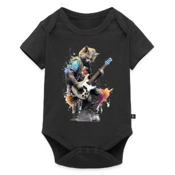 Guitar Playing Cat Punk - Baby Premium short-sleeve bodysuit - black - Front