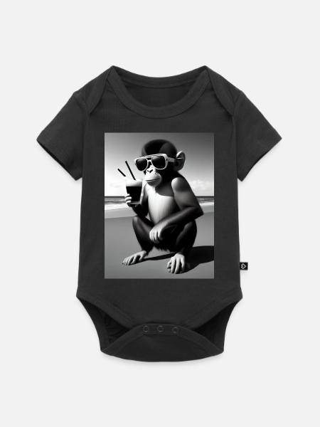 Cool beach monkey - Baby Premium Kurzarmbody - Schwarz