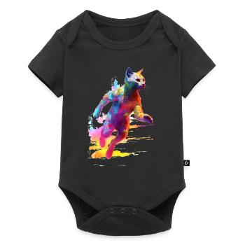 Jogging cat - Baby Premium short-sleeve bodysuit - black - Front