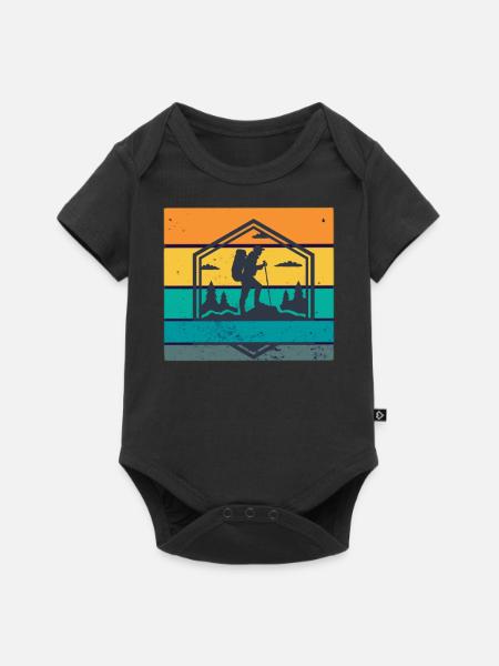 Wandern retro - Baby Premium Kurzarmbody - Schwarz