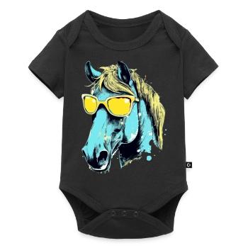 Toto le cheval à lunettes - Body à manches courtes Premium Bébé - noir - Devant