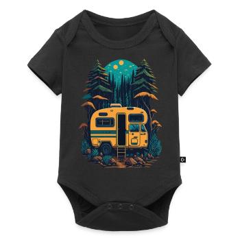 Camping, Van, Caravane, Voyage - Body à manches courtes Premium Bébé - noir - Devant