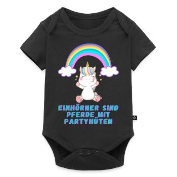 Einhörner - Baby Premium Kurzarmbody - Schwarz - Vorne