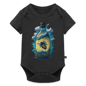 Bee Bottle - Baby Premium short-sleeve bodysuit - black - Front