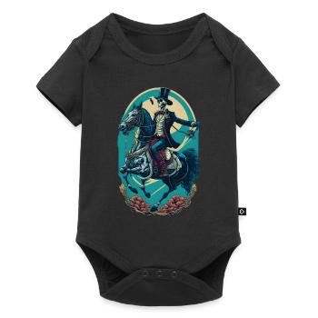Squelette en costume chevauche cheval cool bande dessinée - Body à manches courtes Premium Bébé - noir - Devant