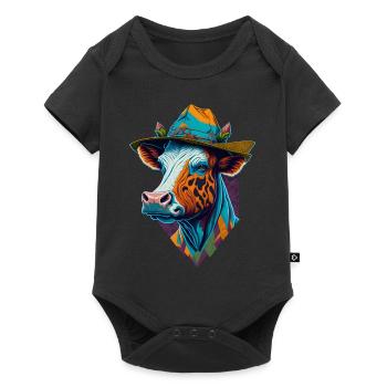 Colorful cow with hat Funny cows Farmer Farmer - Baby Premium short-sleeve bodysuit - black - Front