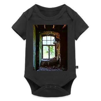 Urbex Photography | Buntes Fenster mit Baum - Baby Premium Kurzarmbody - Schwarz - Vorne
