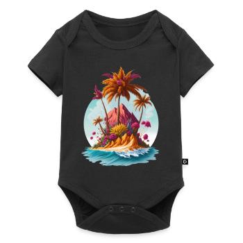 Paradis Island Palm Trees Beach Mer - Body à manches courtes Premium Bébé - noir - Devant